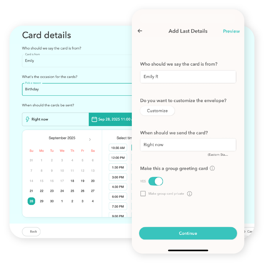 Schedule delivery via email or text